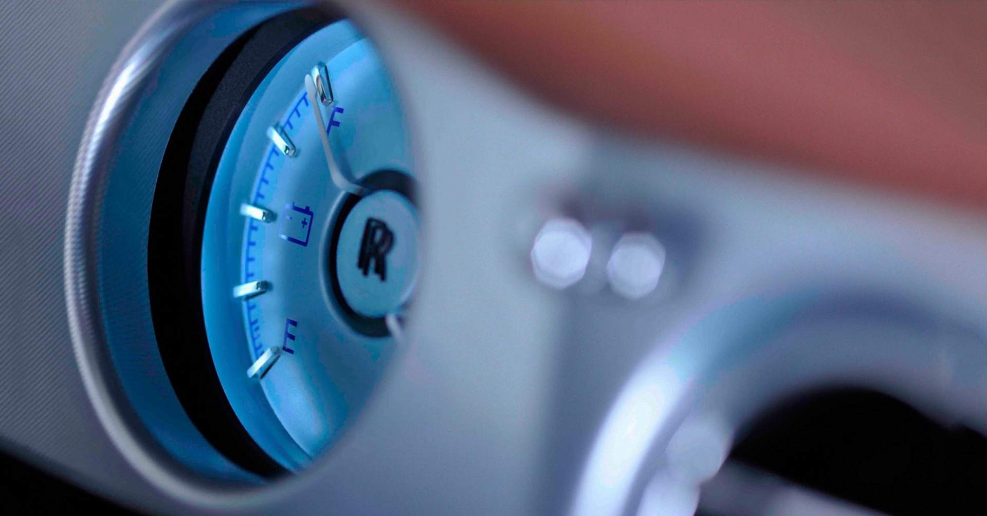 A close up of the dashboard of a prototype electric Rolls-Royce motor car.