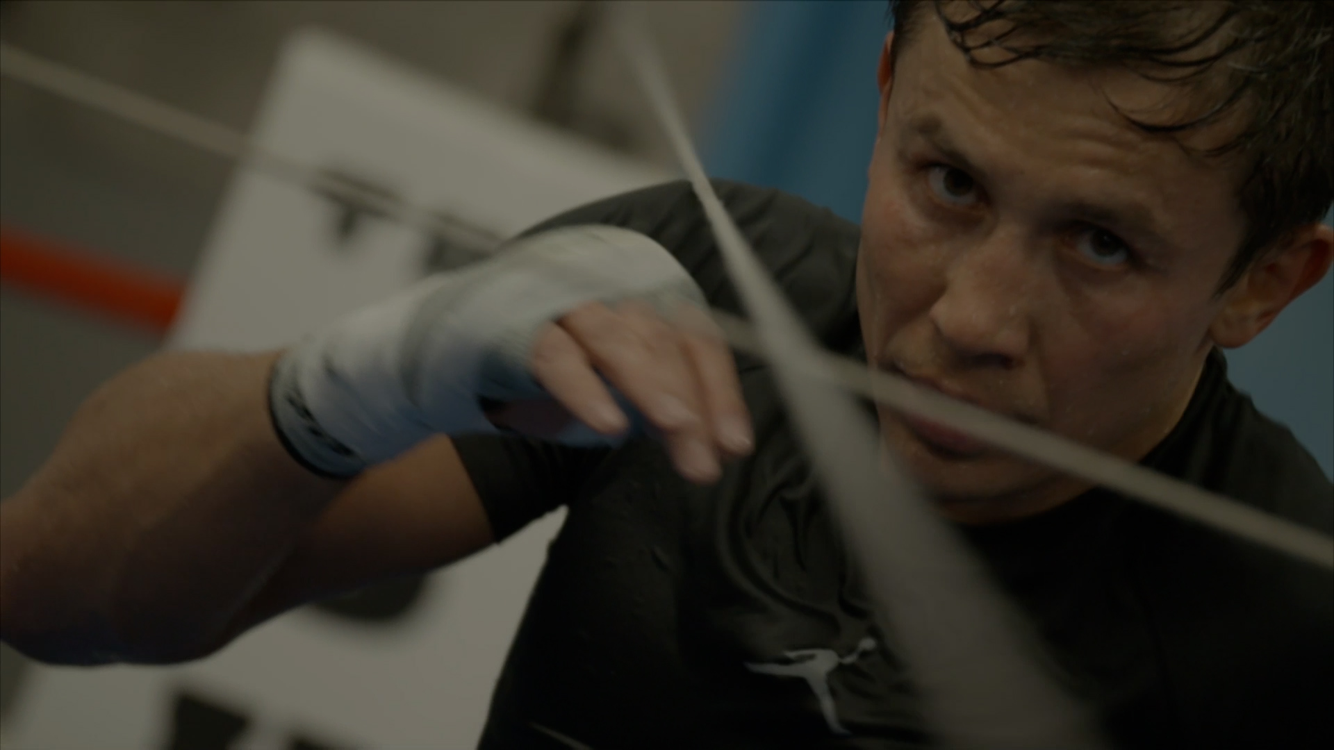 A close view of Golovkin during a training session