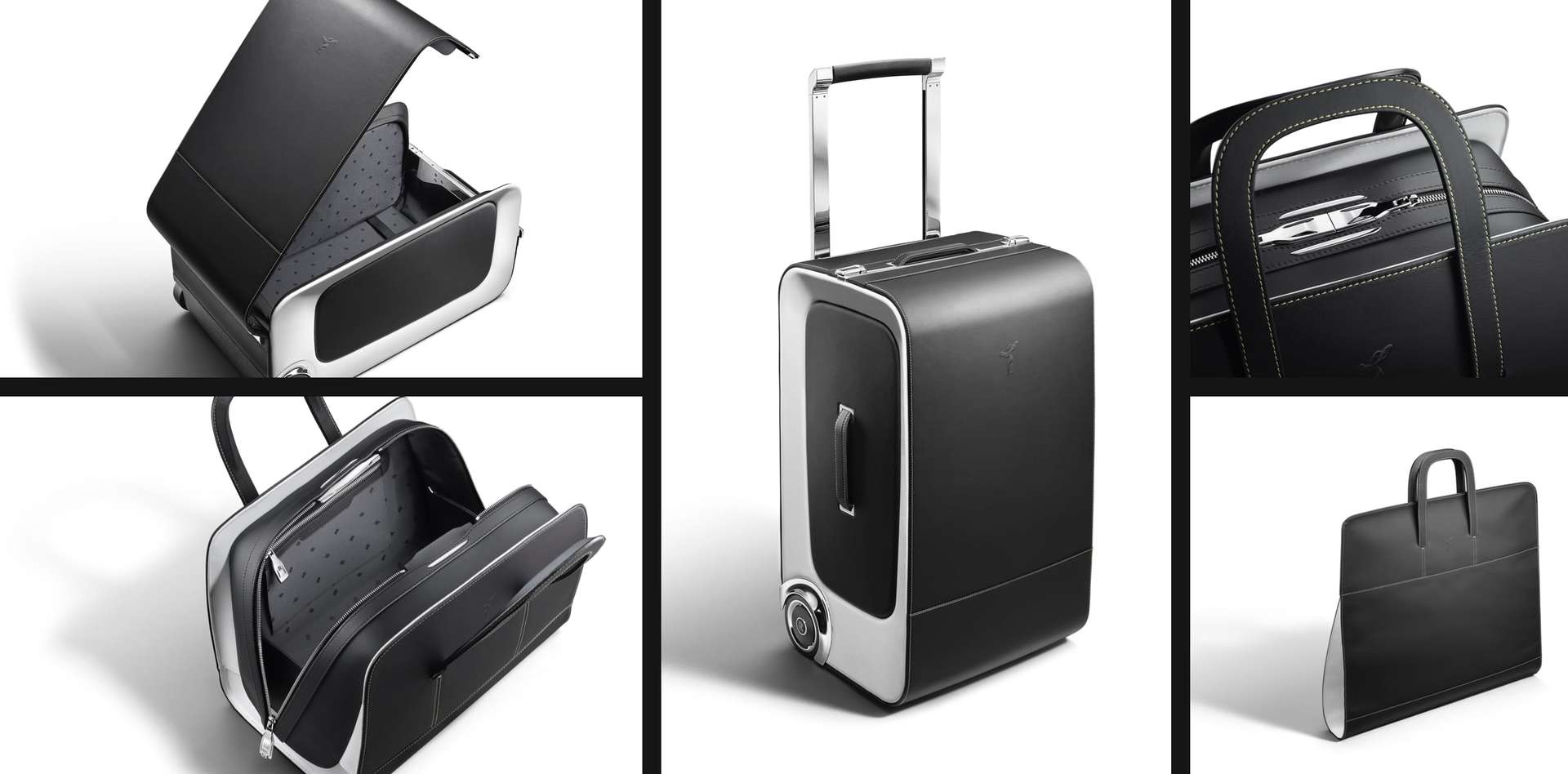 Multiple angles of the Rolls-Royce Wraith luggage collection.