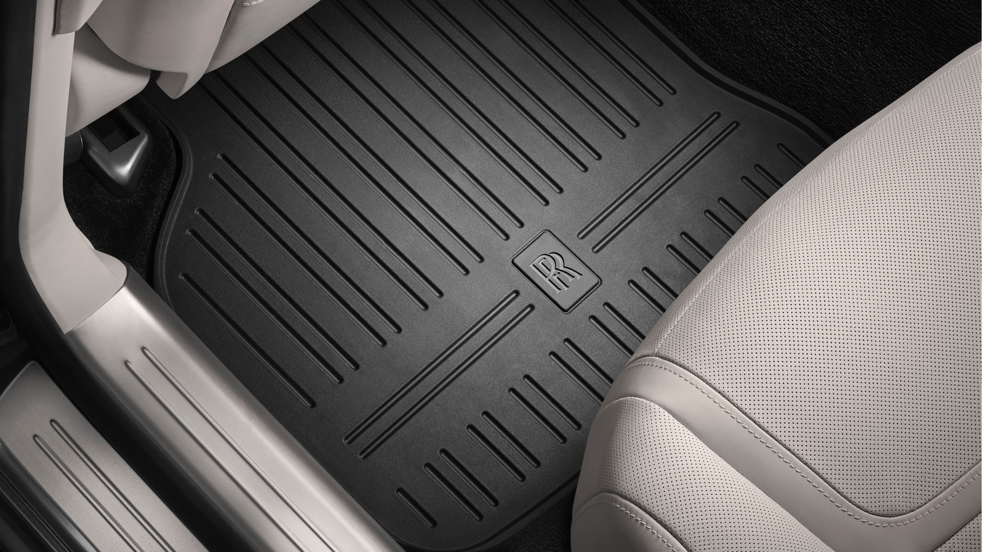Rolls-Royce all weather floormats, sculpted with raised edges in a robust rubber