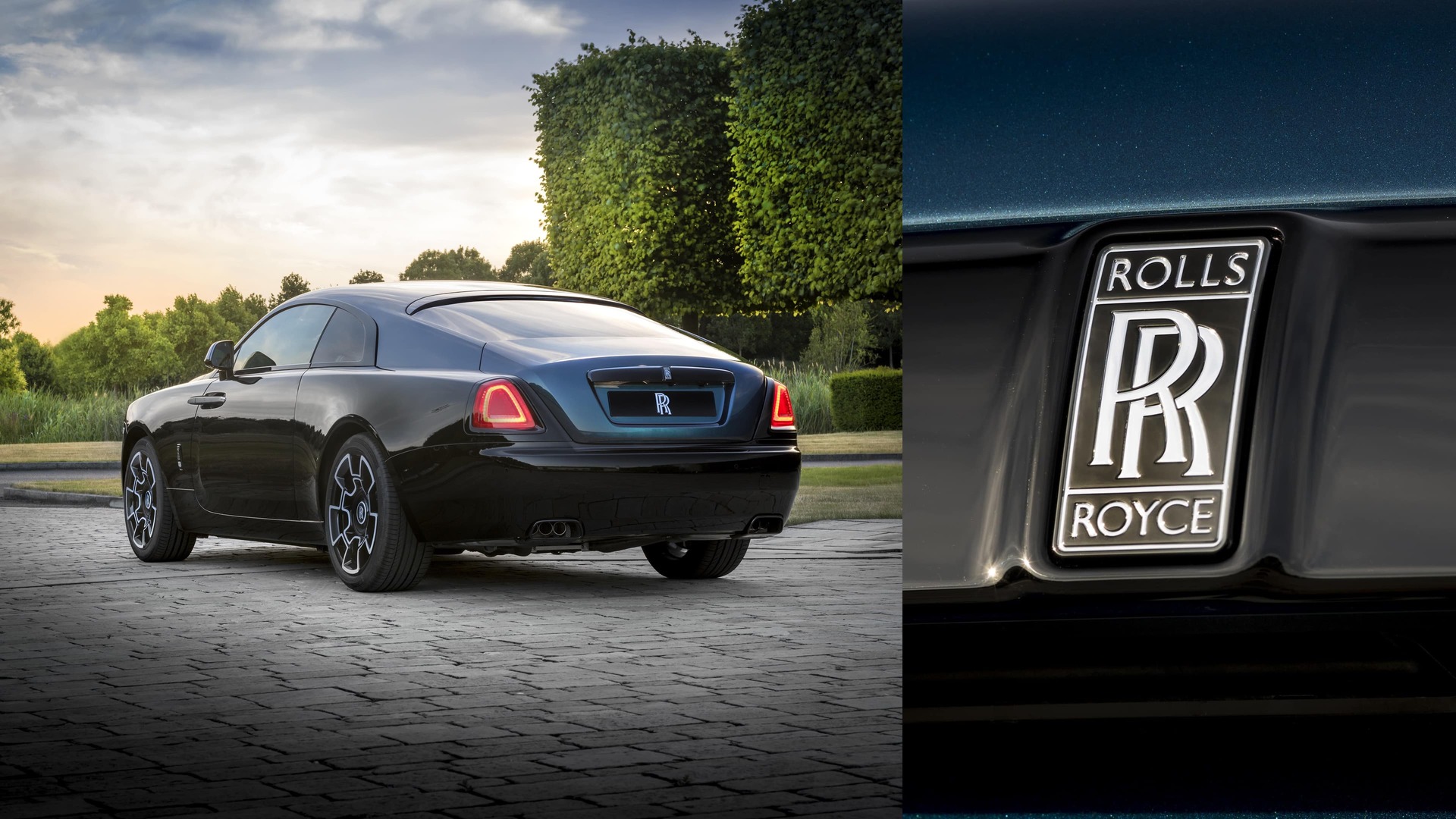 Rolls-Royce Badge of Honour and Wraith motor car with Black Exterior detailing for a dark and modern feel