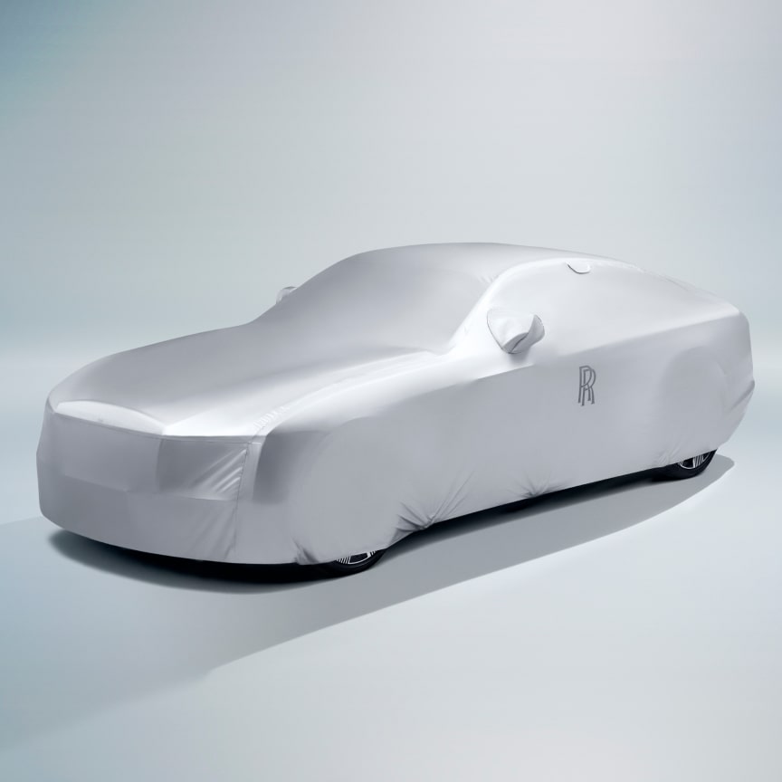 Rolls-Royce outdoor car cover detailed with subtle signature monogram