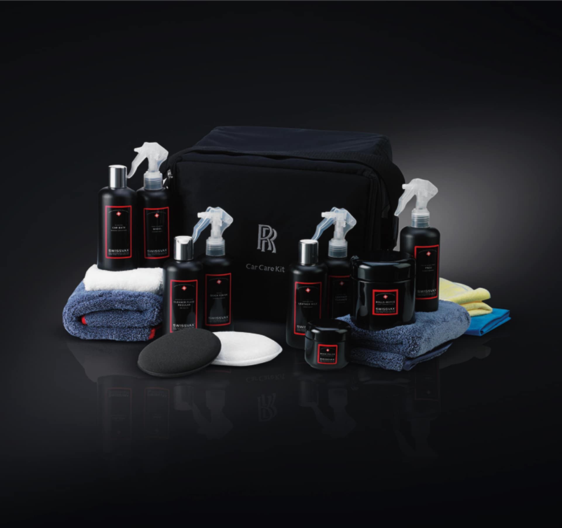Swissol car care products with luxury Rolls-Royce monogrammed carry bag