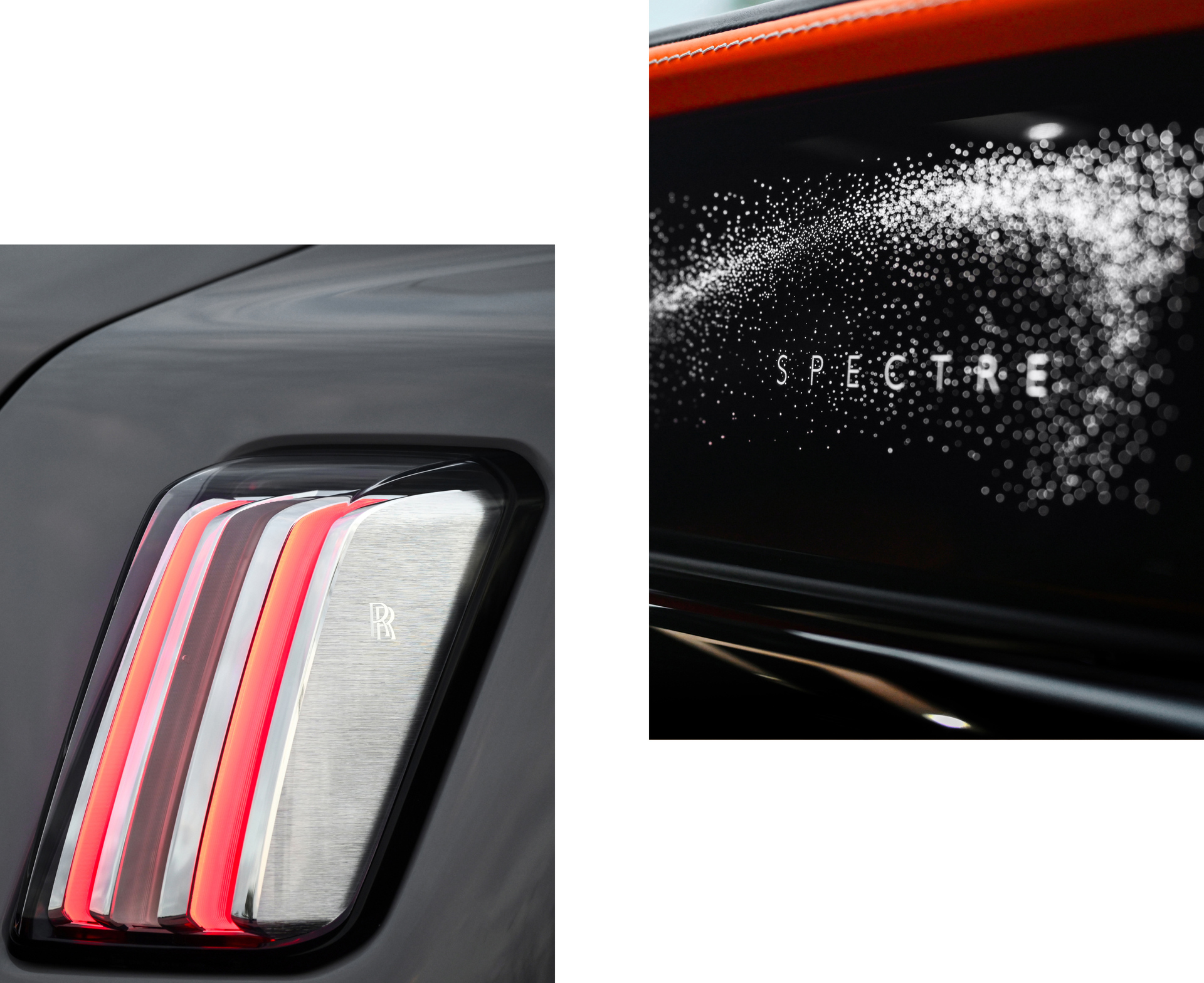 Dual image of the Spectre dashboard logo and taillight of the Spectre.