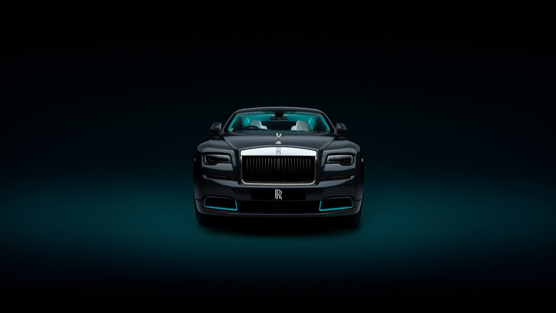 Front exterior of stationary bespoke Rolls-Royce Wraith Kryptos motor car