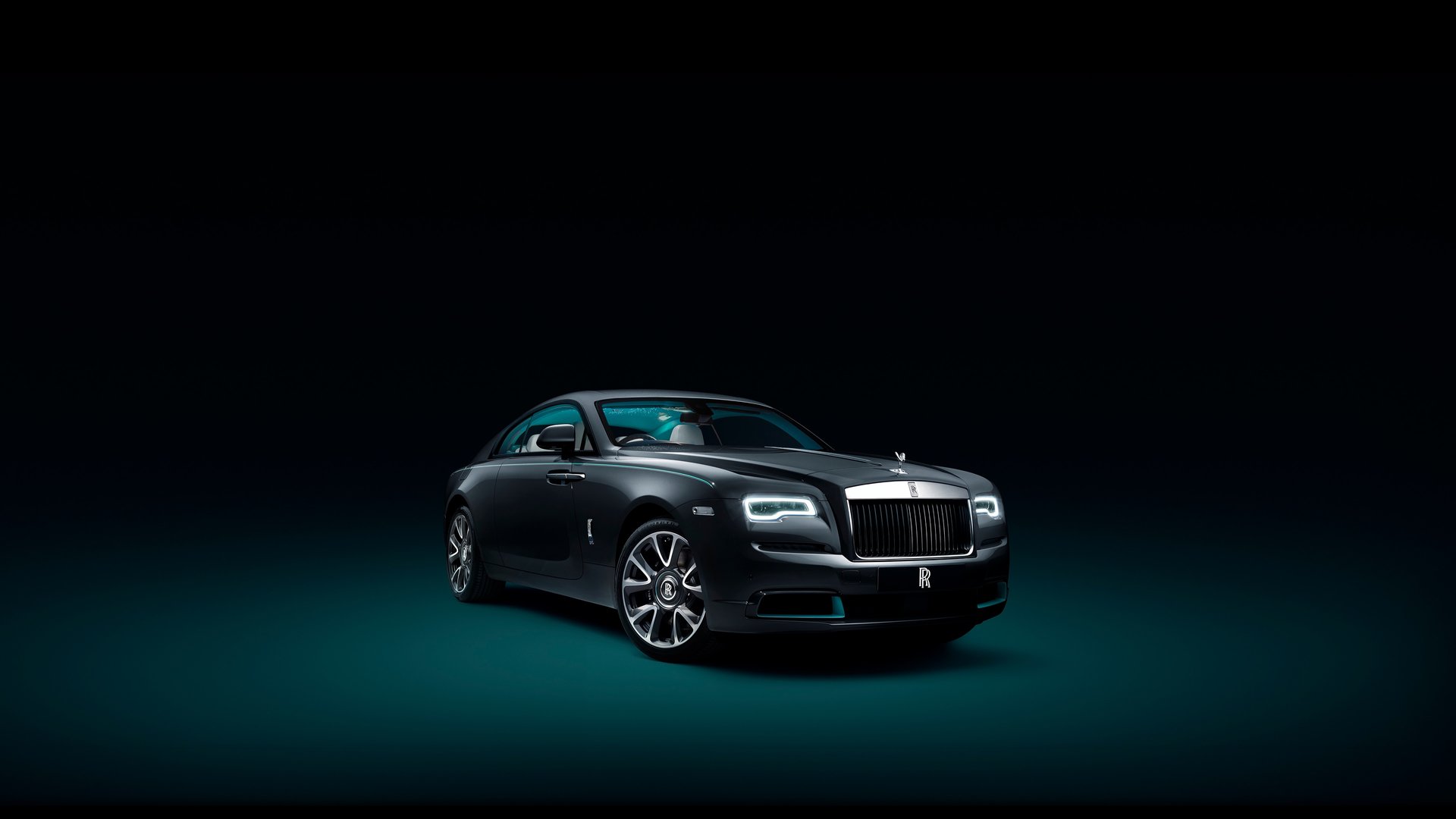 3/4 front exterior of stationary bespoke Rolls-Royce Wraith Kryptos motor car