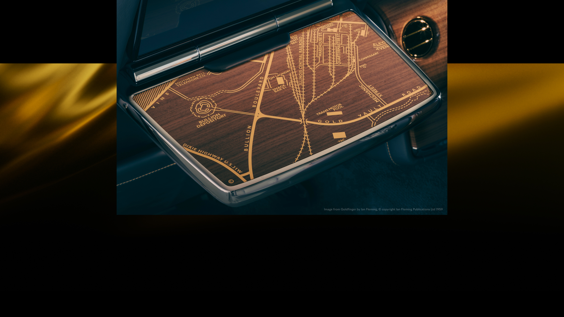 Image showing fold down tray wood with and map design on the tray.